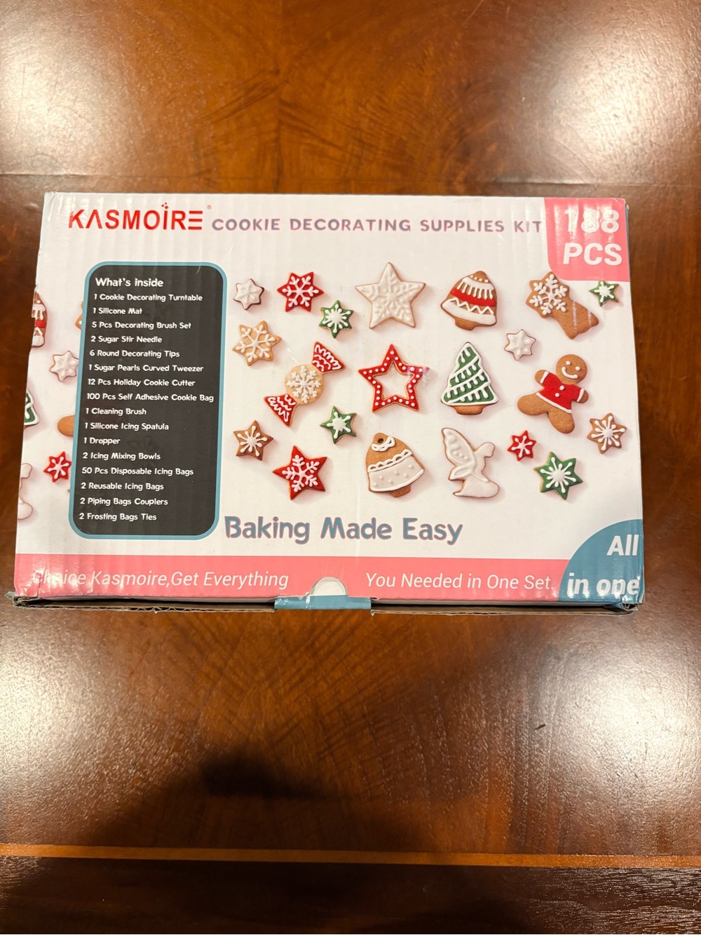 New! Never used. KASMOIRE Cookie Decorating Supplies Kit - Red, White, Green